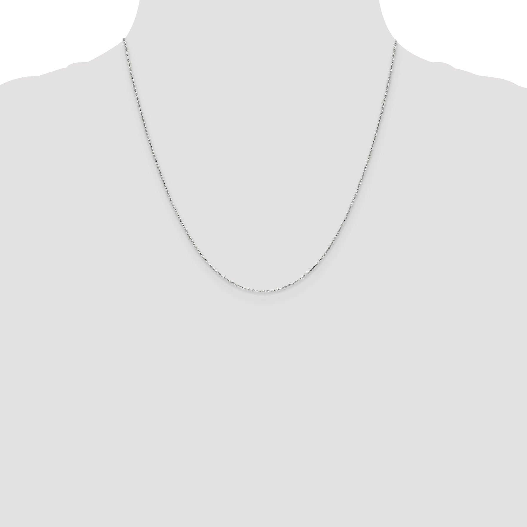 14k White Gold .8mm D/C Cable with Spring Ring Clasp Chain