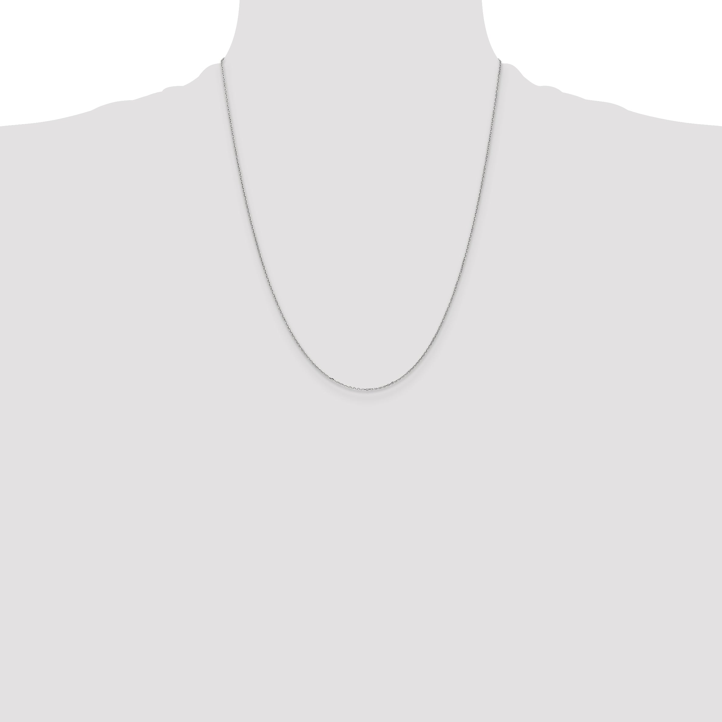 14k White Gold .8mm D/C Cable with Spring Ring Clasp Chain