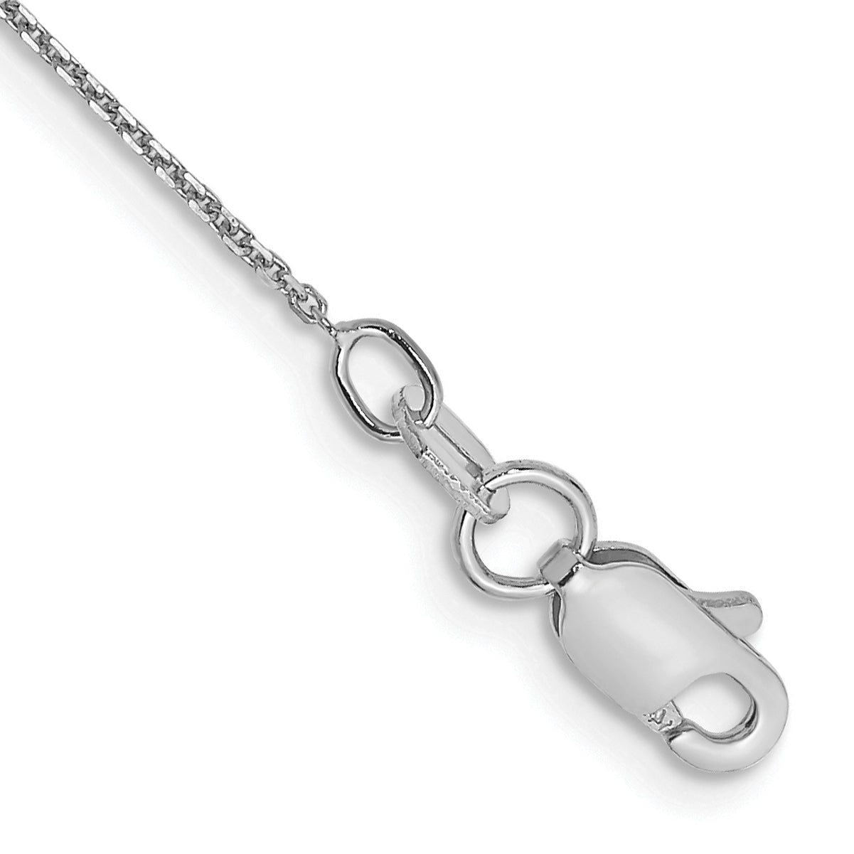 14k White Gold .8mm D/C Round Open Link Cable Chain Anklet