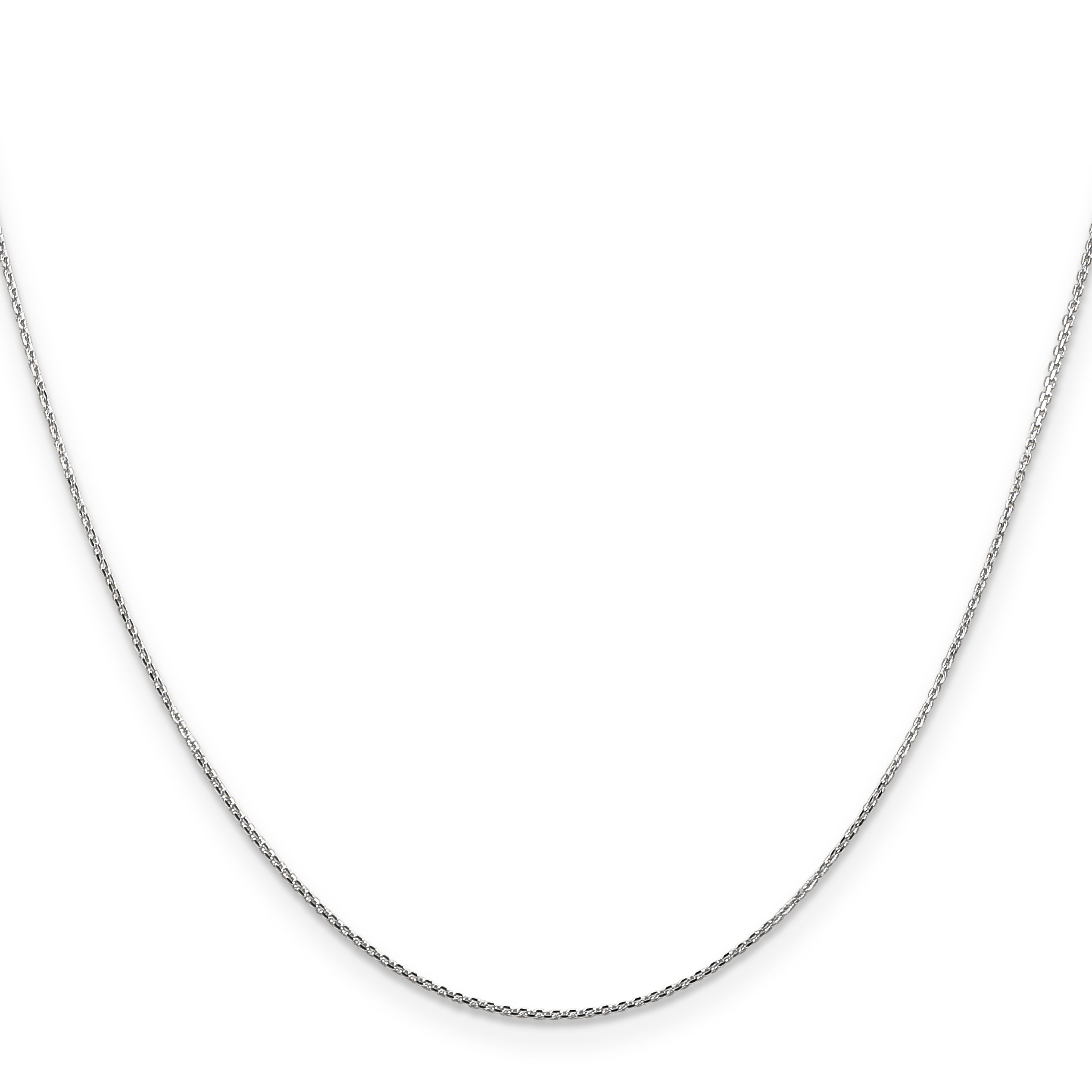 14k White Gold .8mm D/C Round Open Link Cable Chain