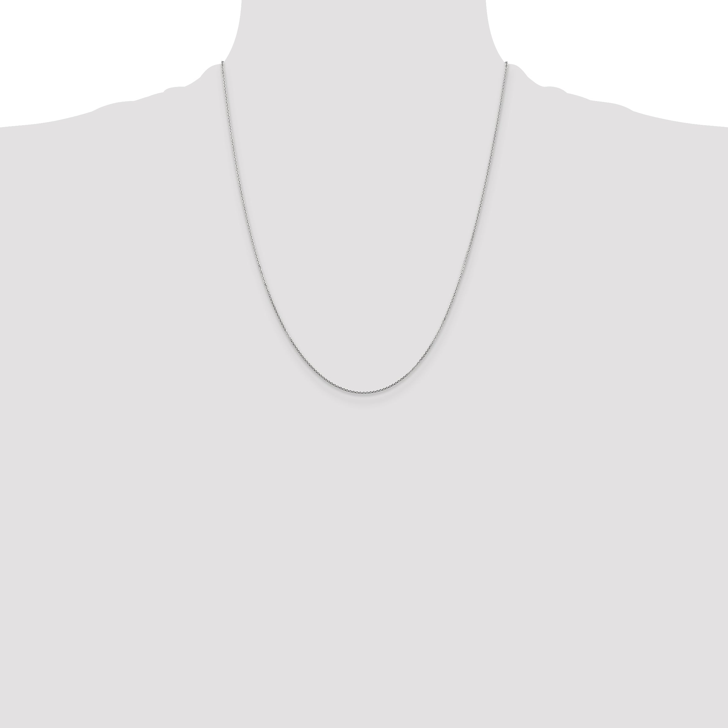 14k White Gold .8mm D/C Round Open Link Cable Chain
