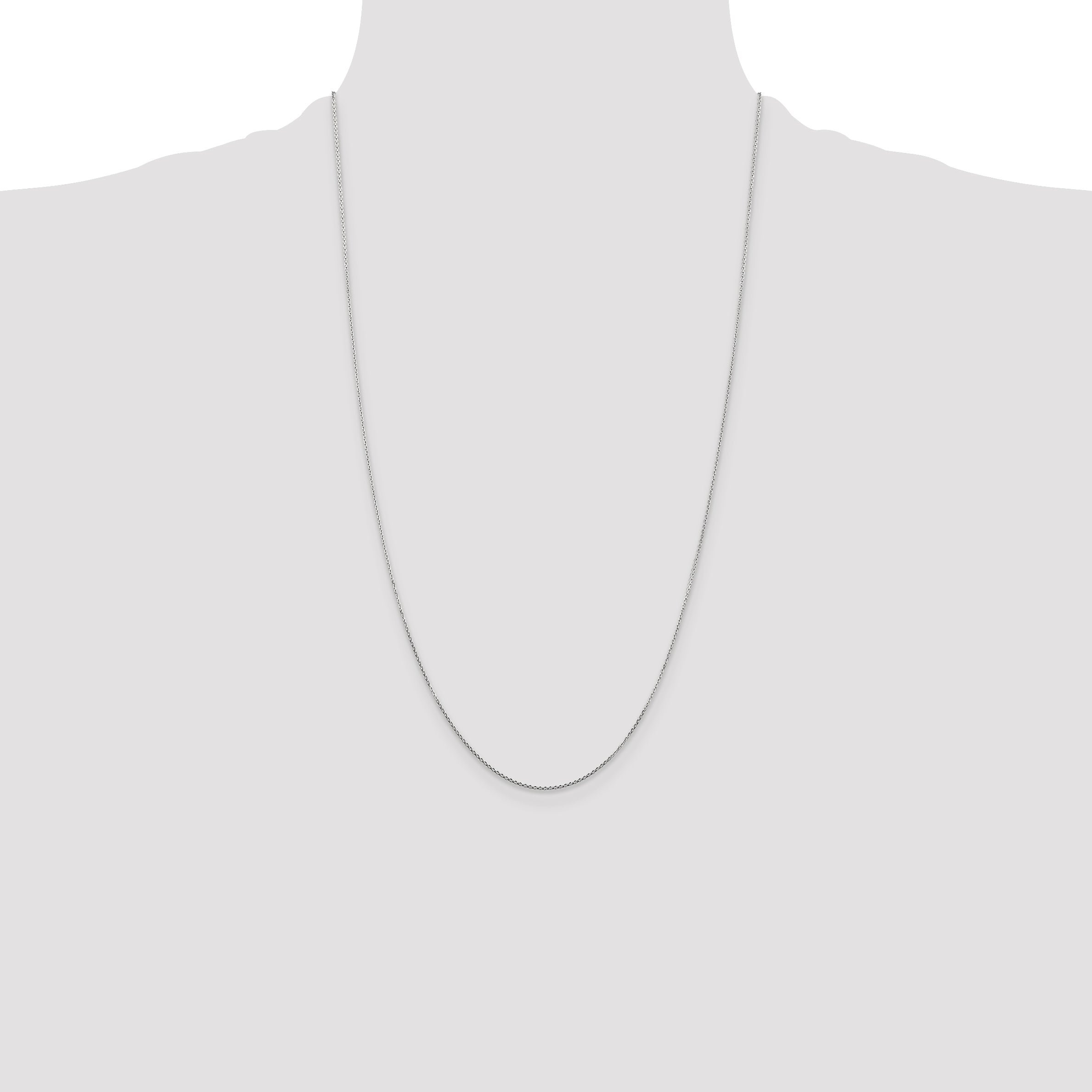 14k White Gold .8mm D/C Round Open Link Cable Chain