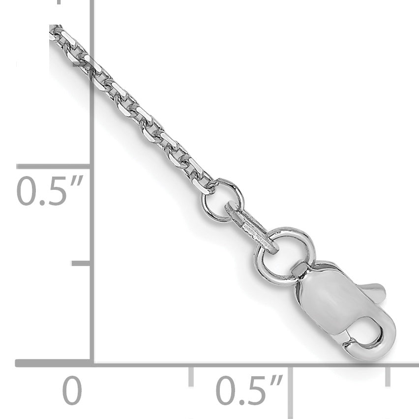 14k White Gold 1.4mm D/C Round Open Link Cable Chain