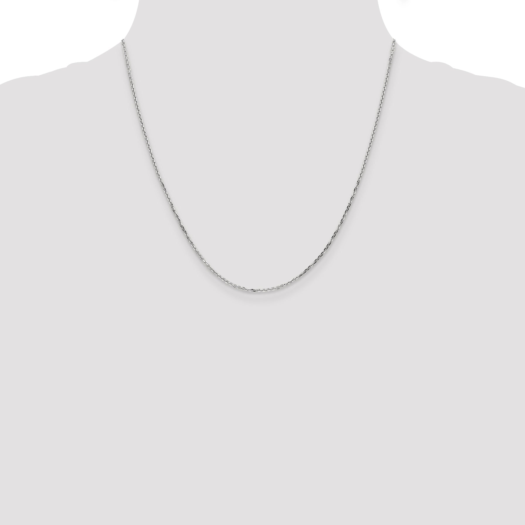 14k White Gold 1.4mm D/C Round Open Link Cable Chain