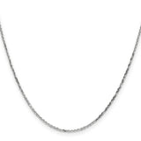 14k White Gold 1.4mm D/C Round Open Link Cable Chain
