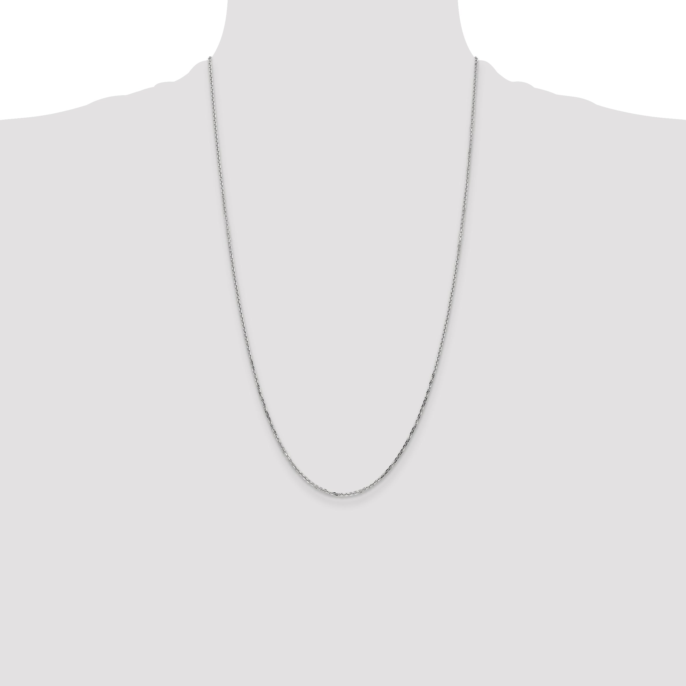 14k White Gold 1.4mm D/C Round Open Link Cable Chain