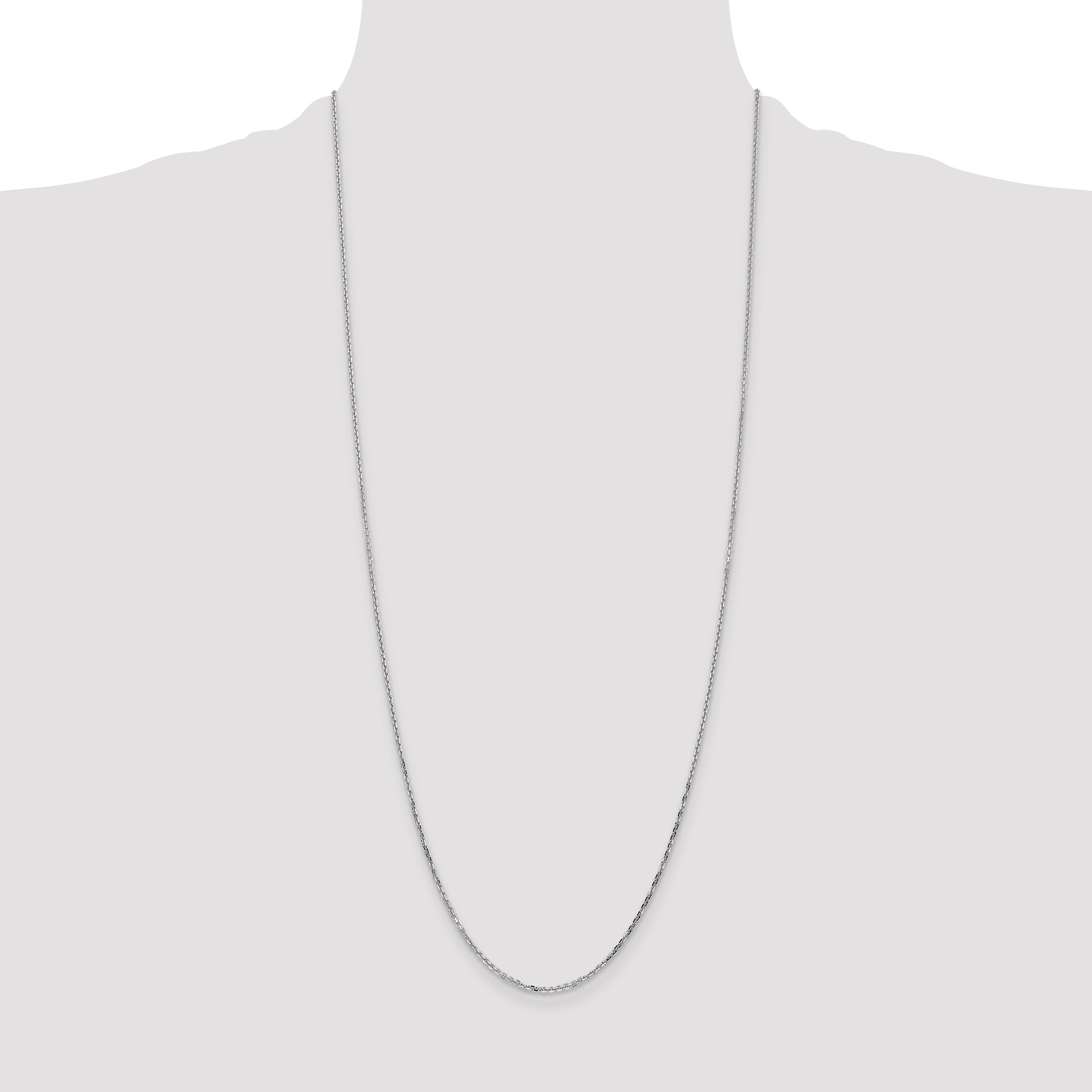 14k White Gold 1.4mm D/C Round Open Link Cable Chain