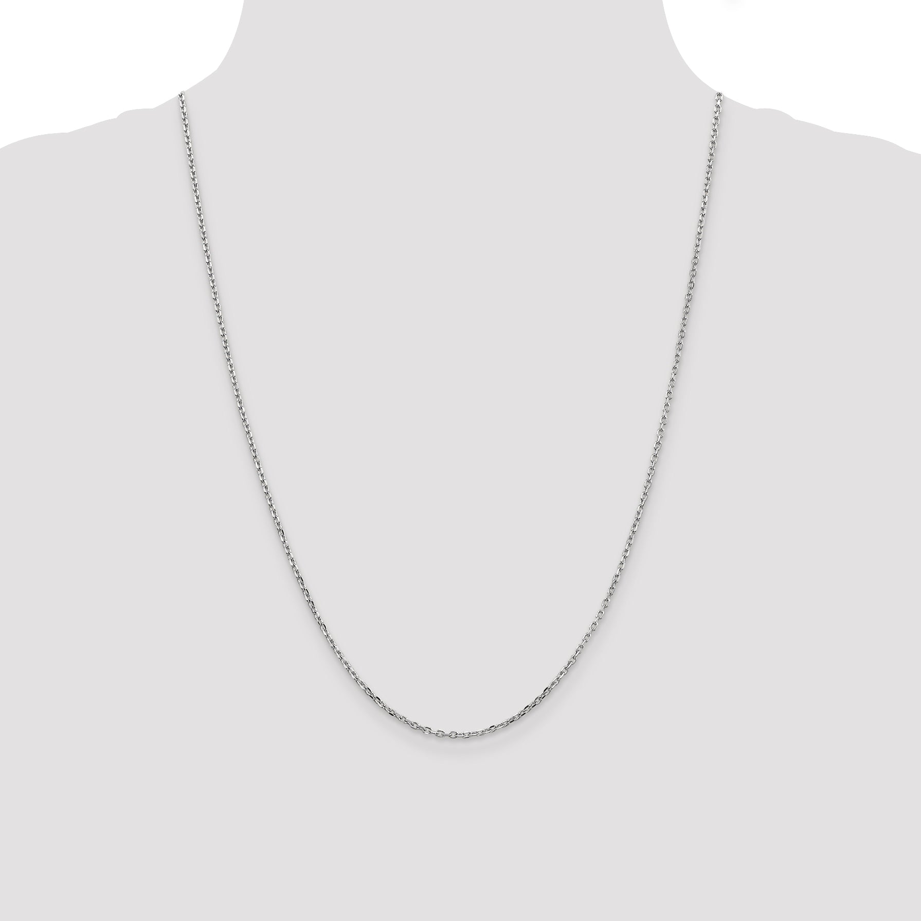 14k White Gold 1.8mm D/C Round Open Link Cable Chain