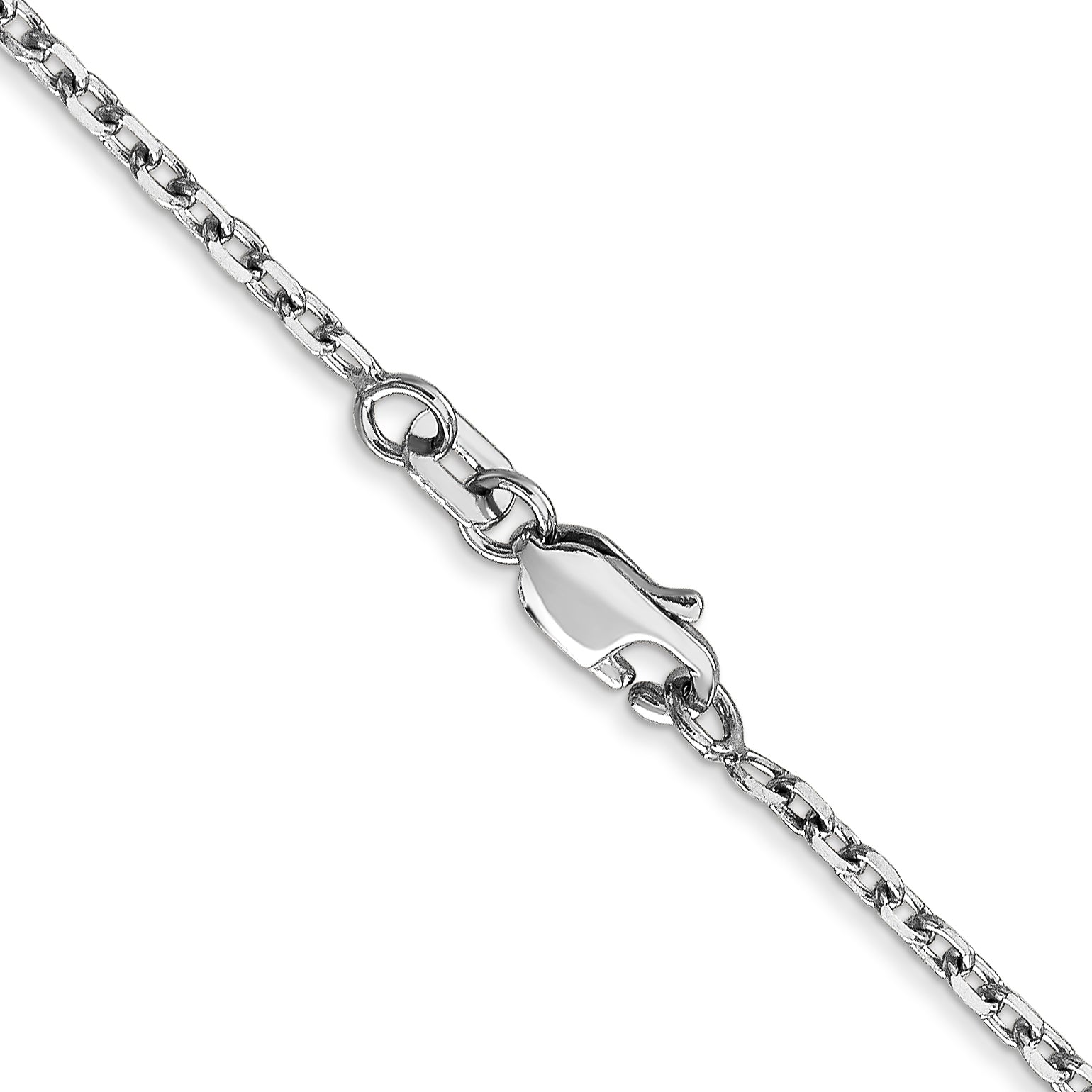 14k White Gold 1.8mm D/C Round Open Link Cable Chain