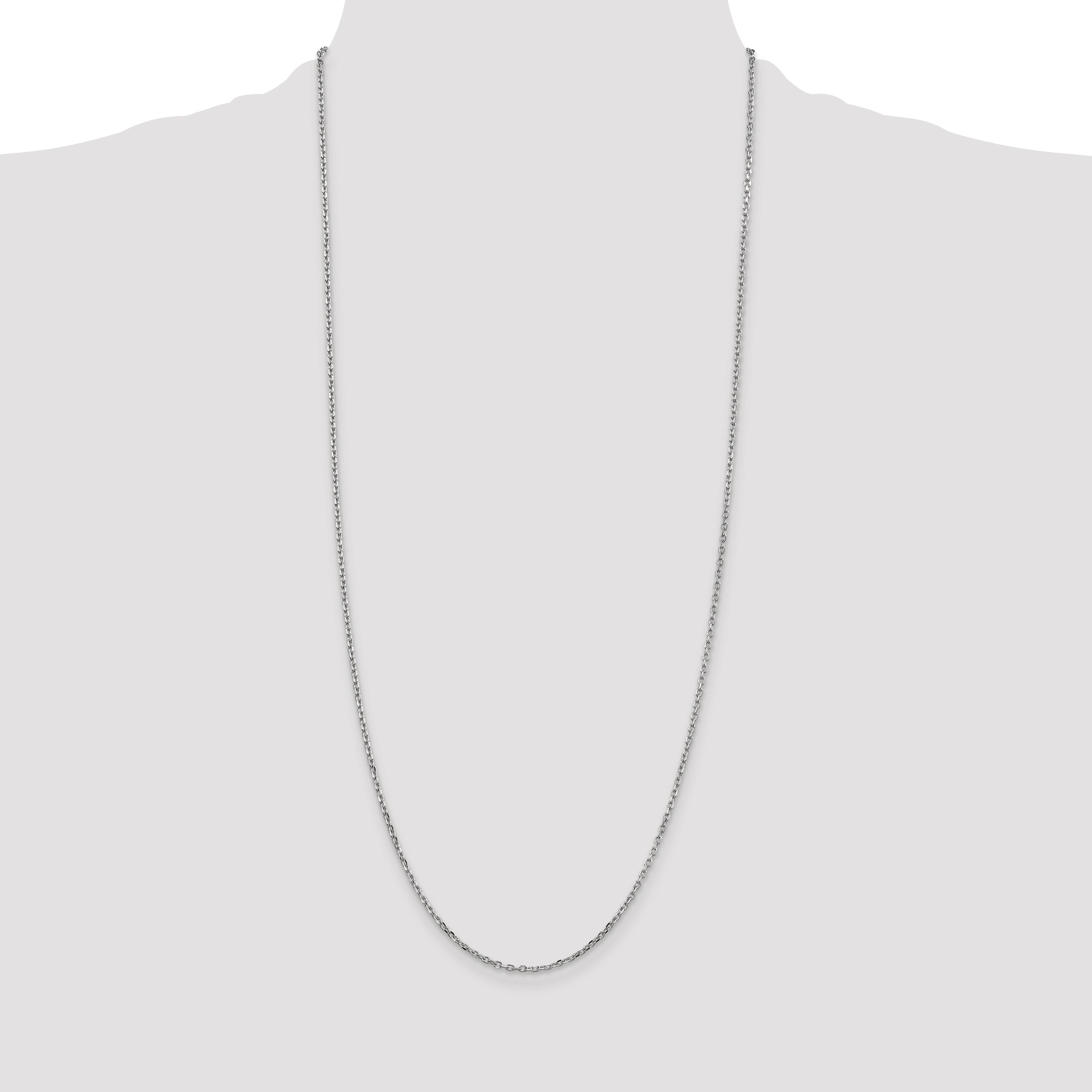14k White Gold 1.8mm D/C Round Open Link Cable Chain