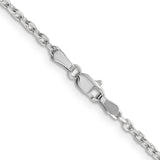 14k White Gold 2.2mm D/C Round Open Link Cable Chain