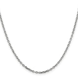 14k White Gold 2.2mm D/C Round Open Link Cable Chain