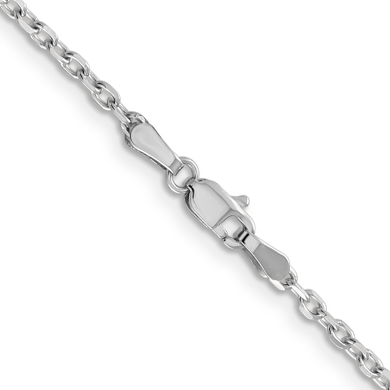 14k White Gold 2.2mm D/C Round Open Link Cable Chain
