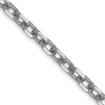 14k White Gold 3mm D/C Round Open Link Cable Chain