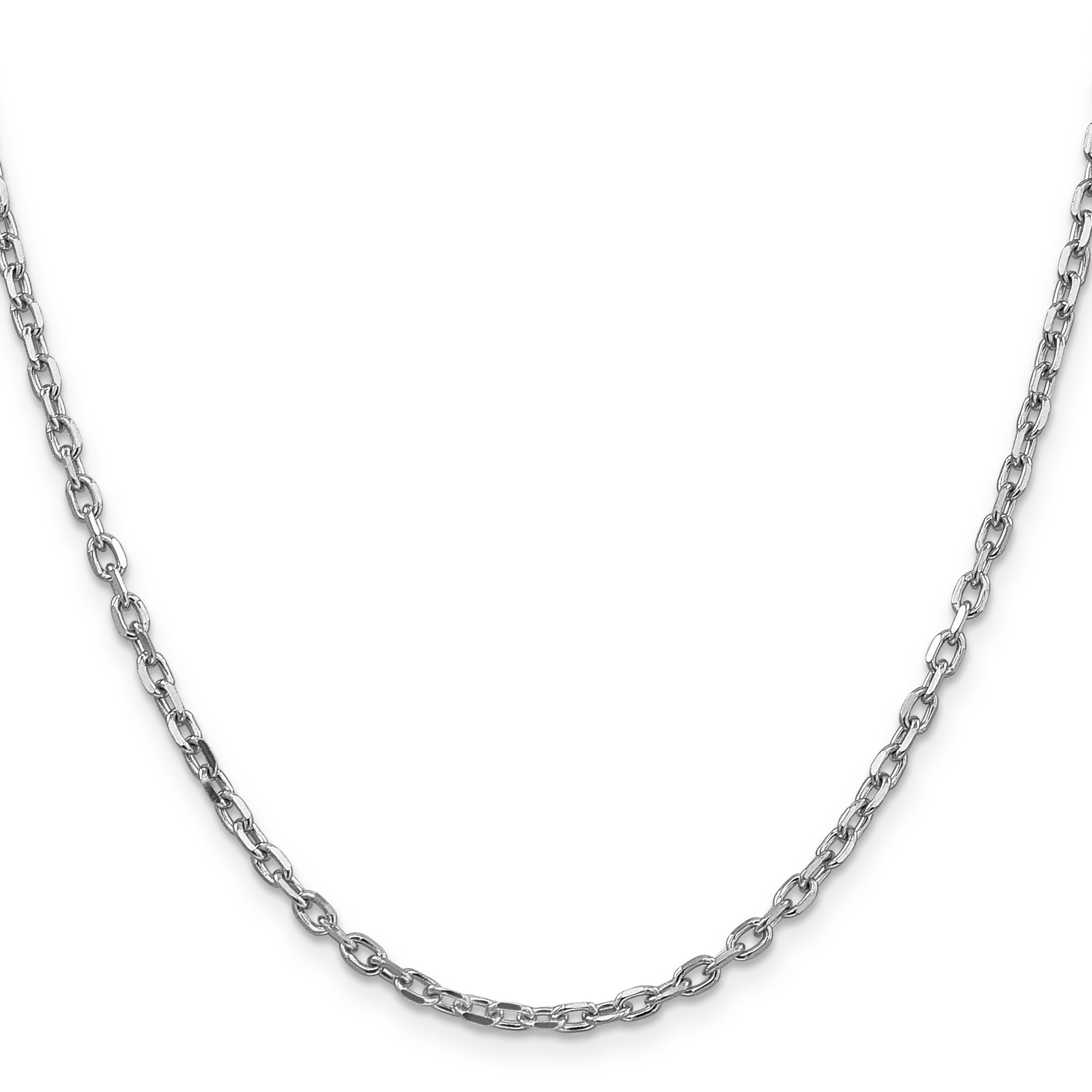 14k White Gold 3mm D/C Round Open Link Cable Chain