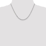 14k White Gold 3mm D/C Round Open Link Cable Chain