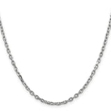 14k White Gold 3mm D/C Round Open Link Cable Chain