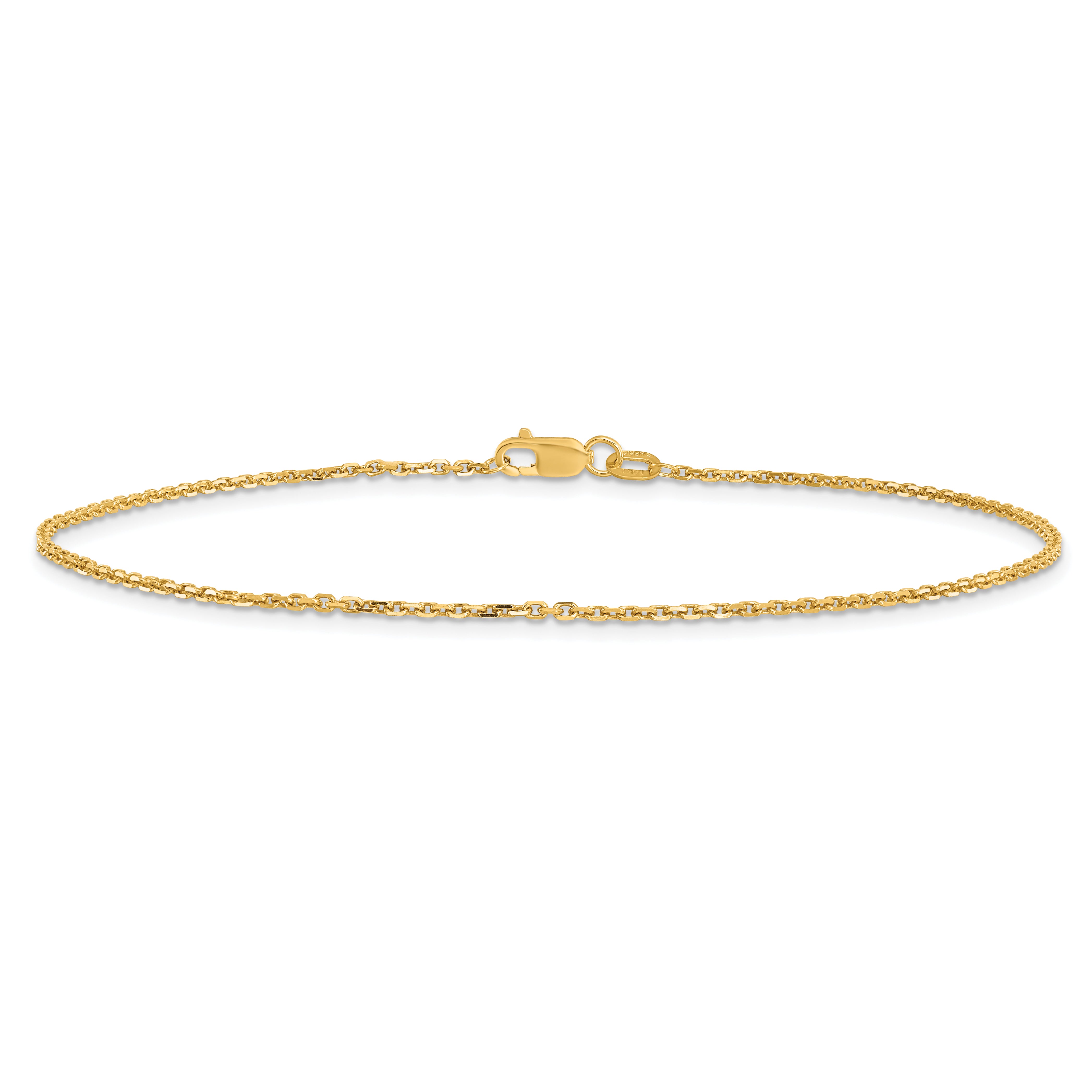 14k 1.4mm D/C Round Open Link Cable Chain Anklet