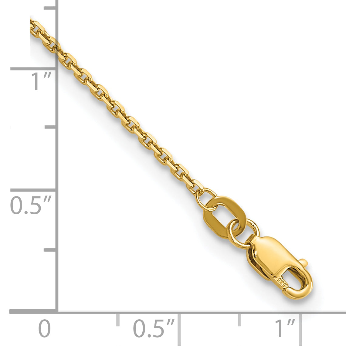 14k 1.4mm D/C Round Open Link Cable Chain Anklet