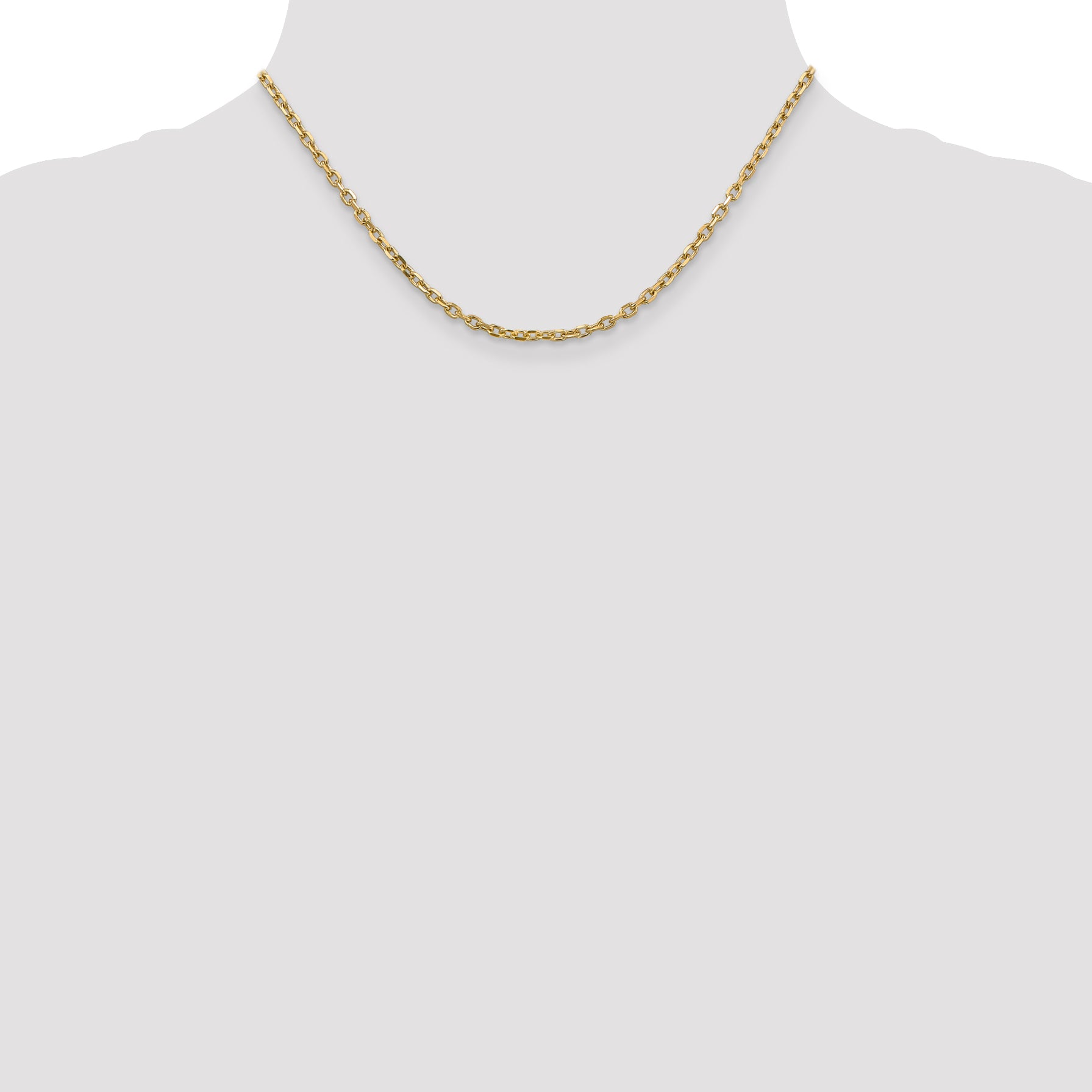 14k 3mm D/C Round Open Link Cable Chain