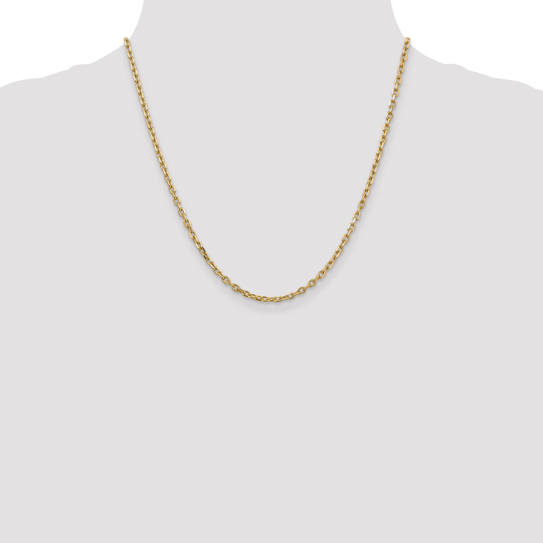 14k 3mm D/C Round Open Link Cable Chain