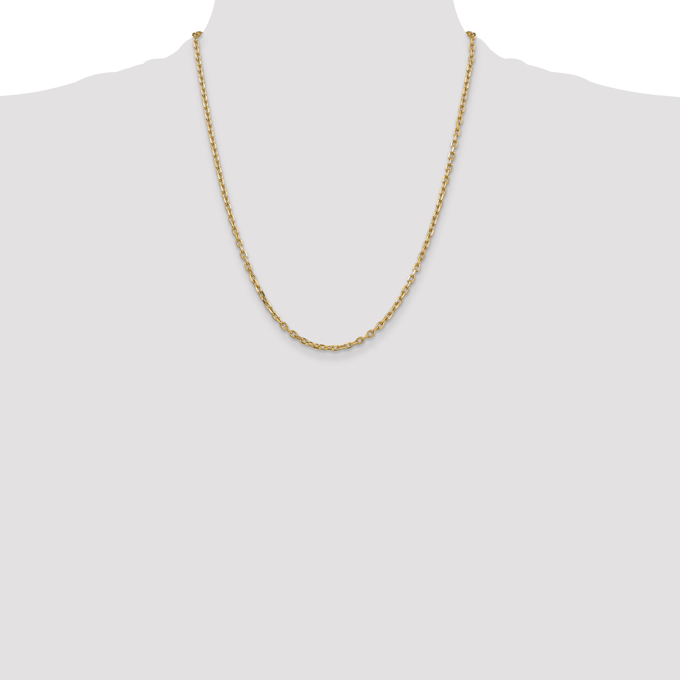 14k 3mm D/C Round Open Link Cable Chain