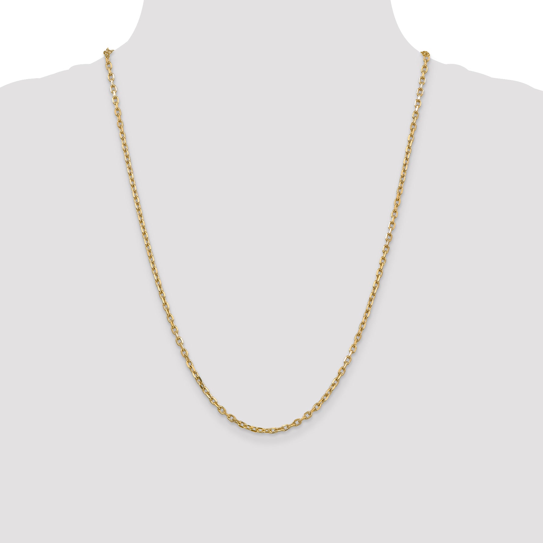 14k 3mm D/C Round Open Link Cable Chain