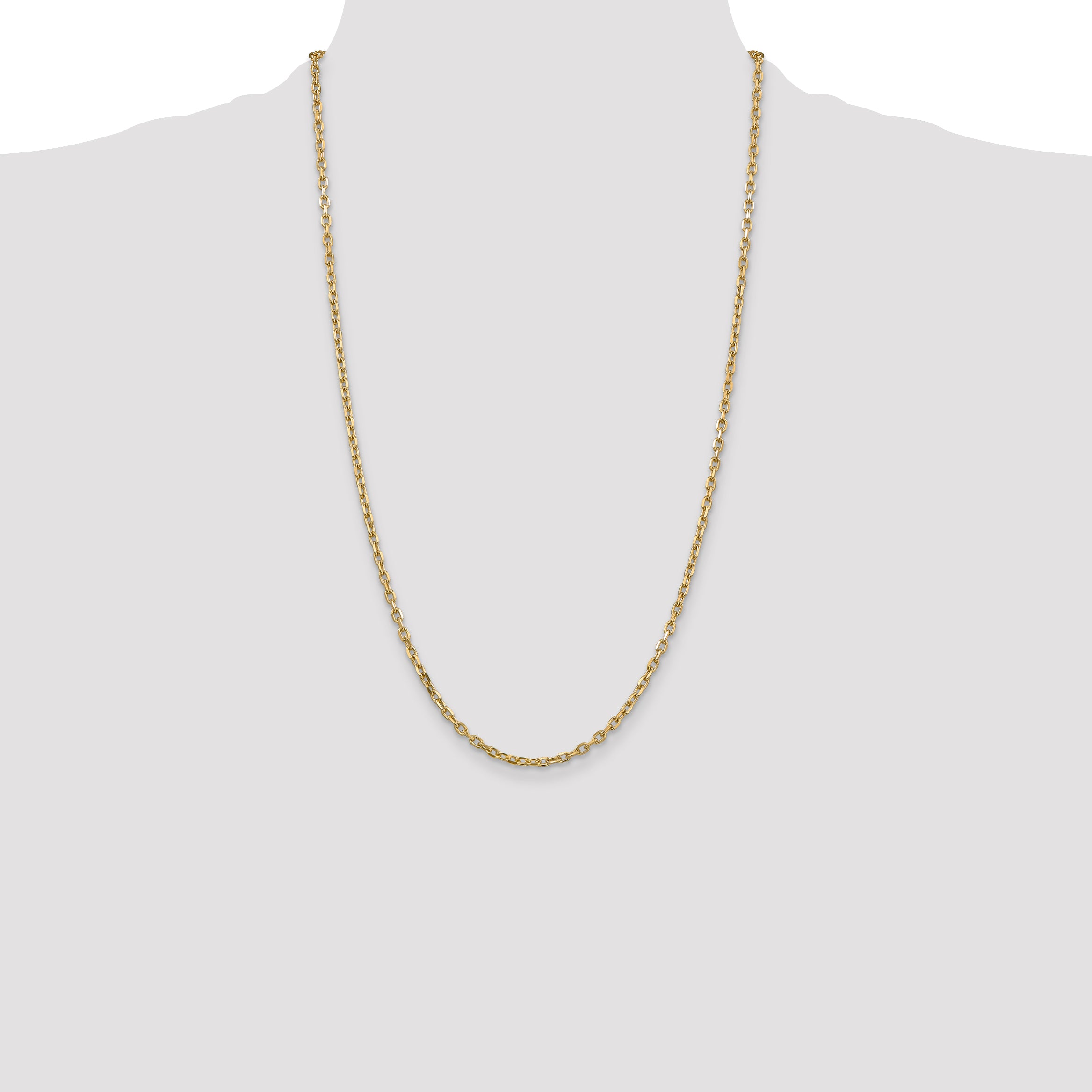 14k 3mm D/C Round Open Link Cable Chain