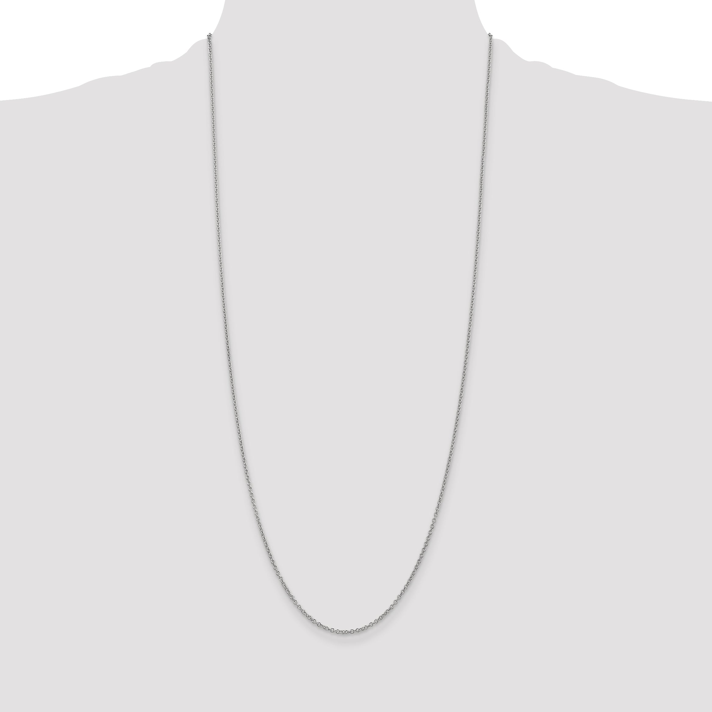 14k White Gold 1.4mm Round Open Wide Link Cable Chain