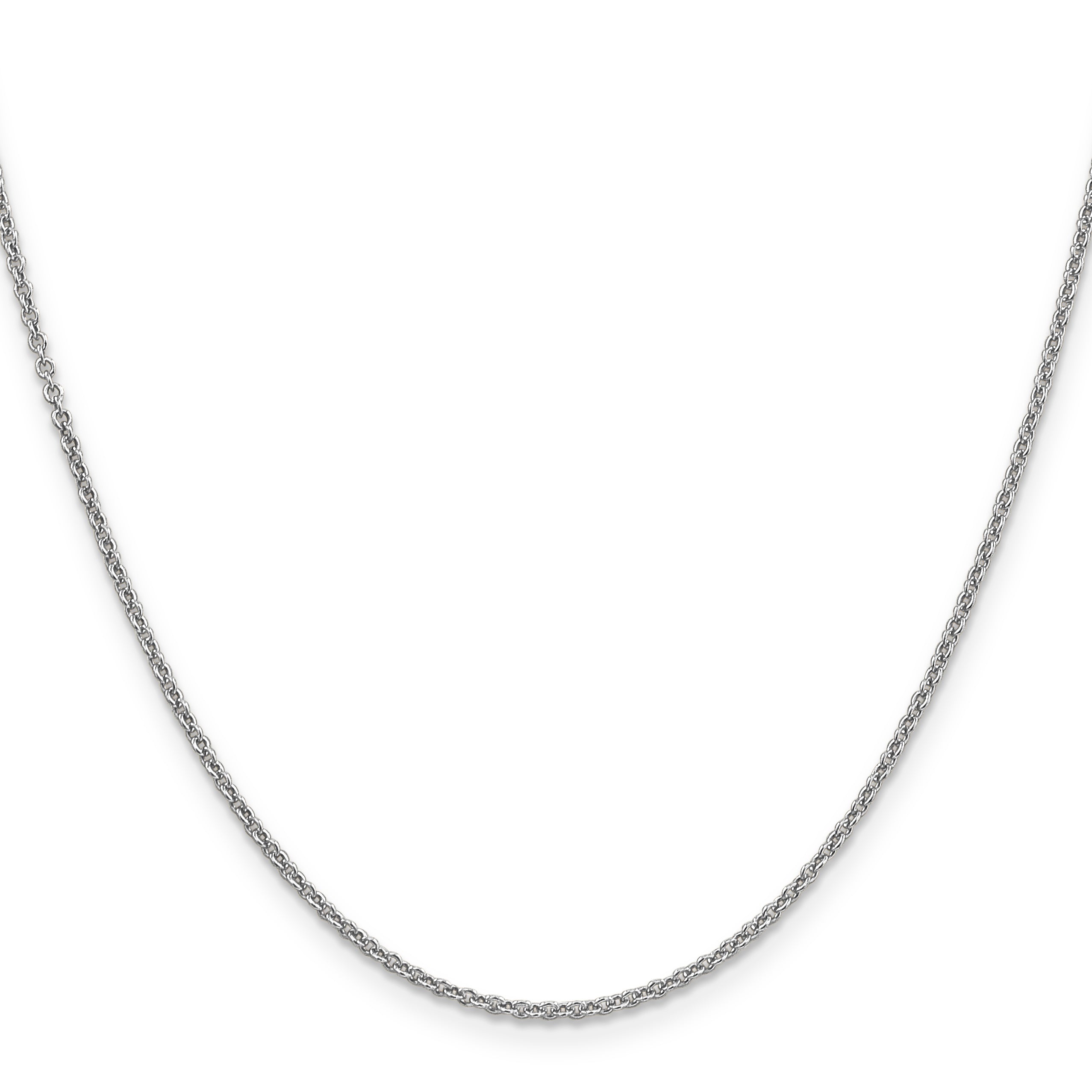 14k White Gold 1.6mm Round Open Link Cable Chain