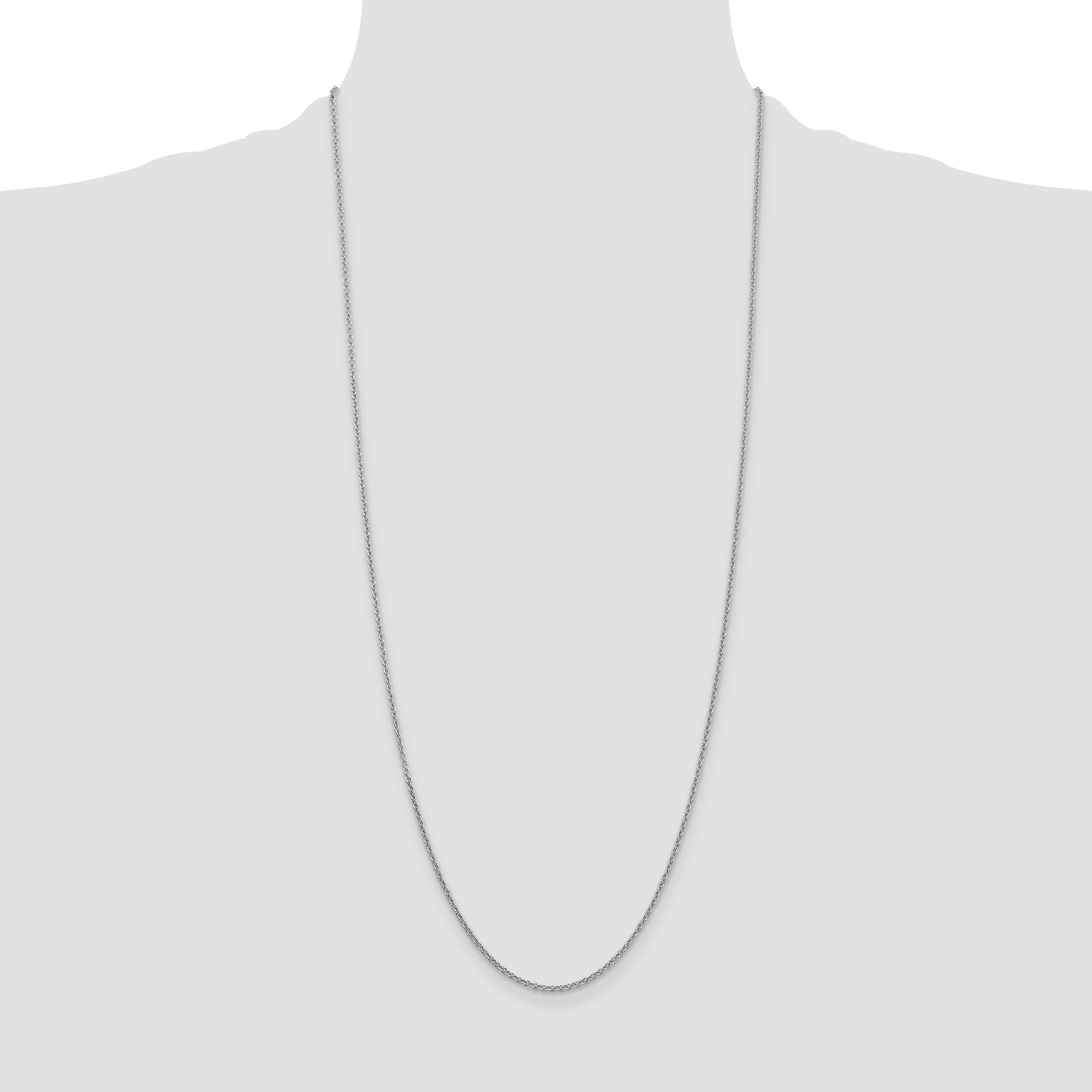 14k White Gold 1.6mm Round Open Link Cable Chain