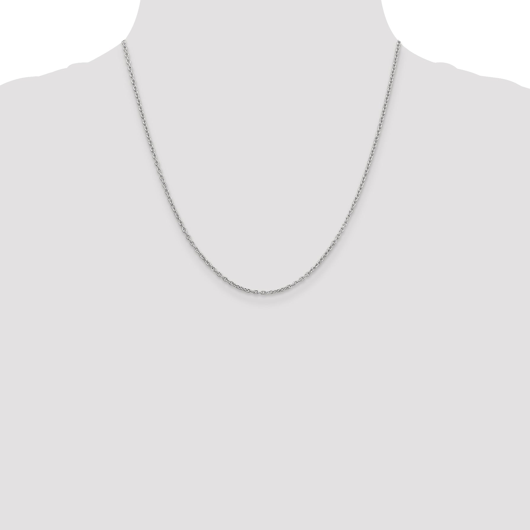 14k White Gold 2mm Round Open Link Cable Chain