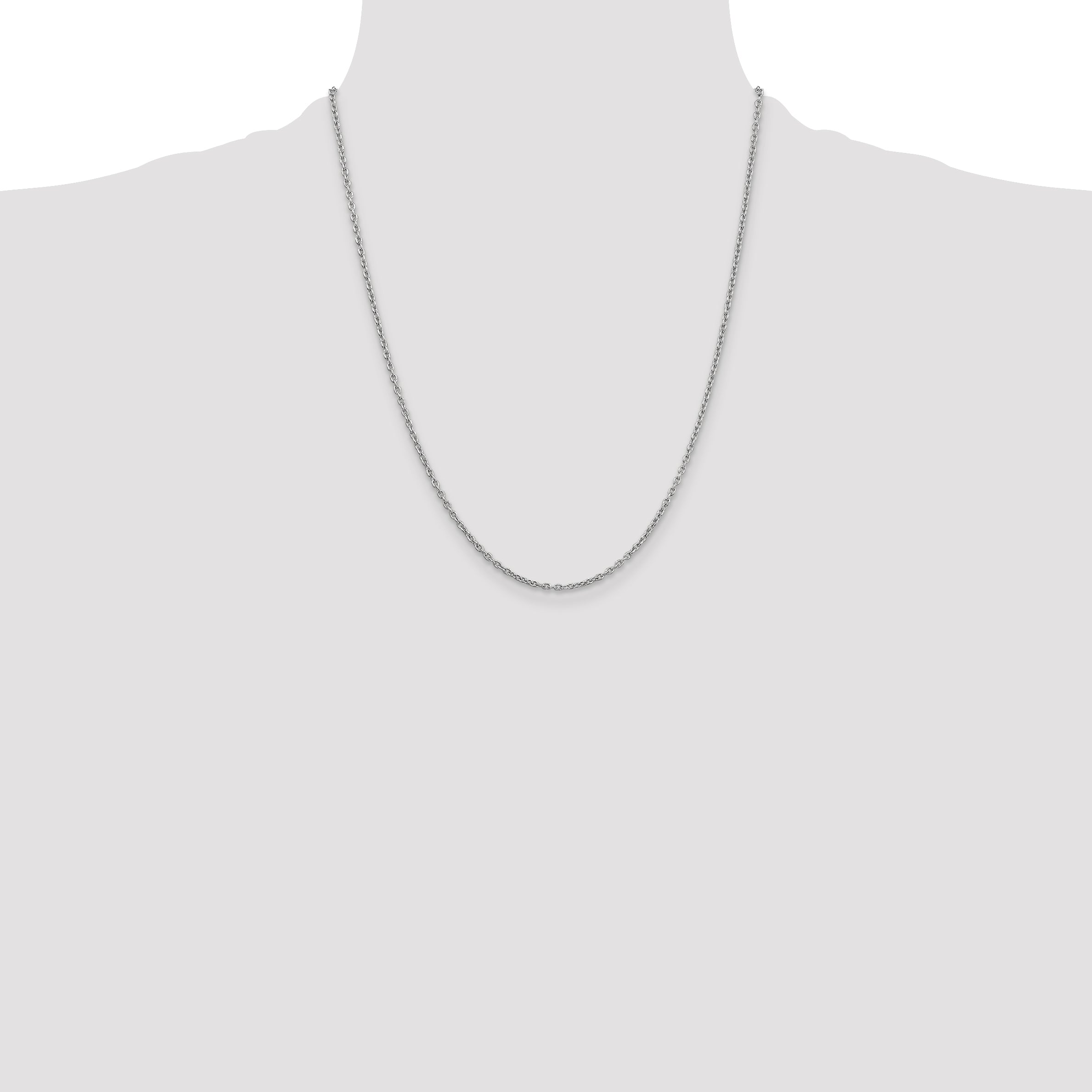 14k White Gold 2mm Round Open Link Cable Chain