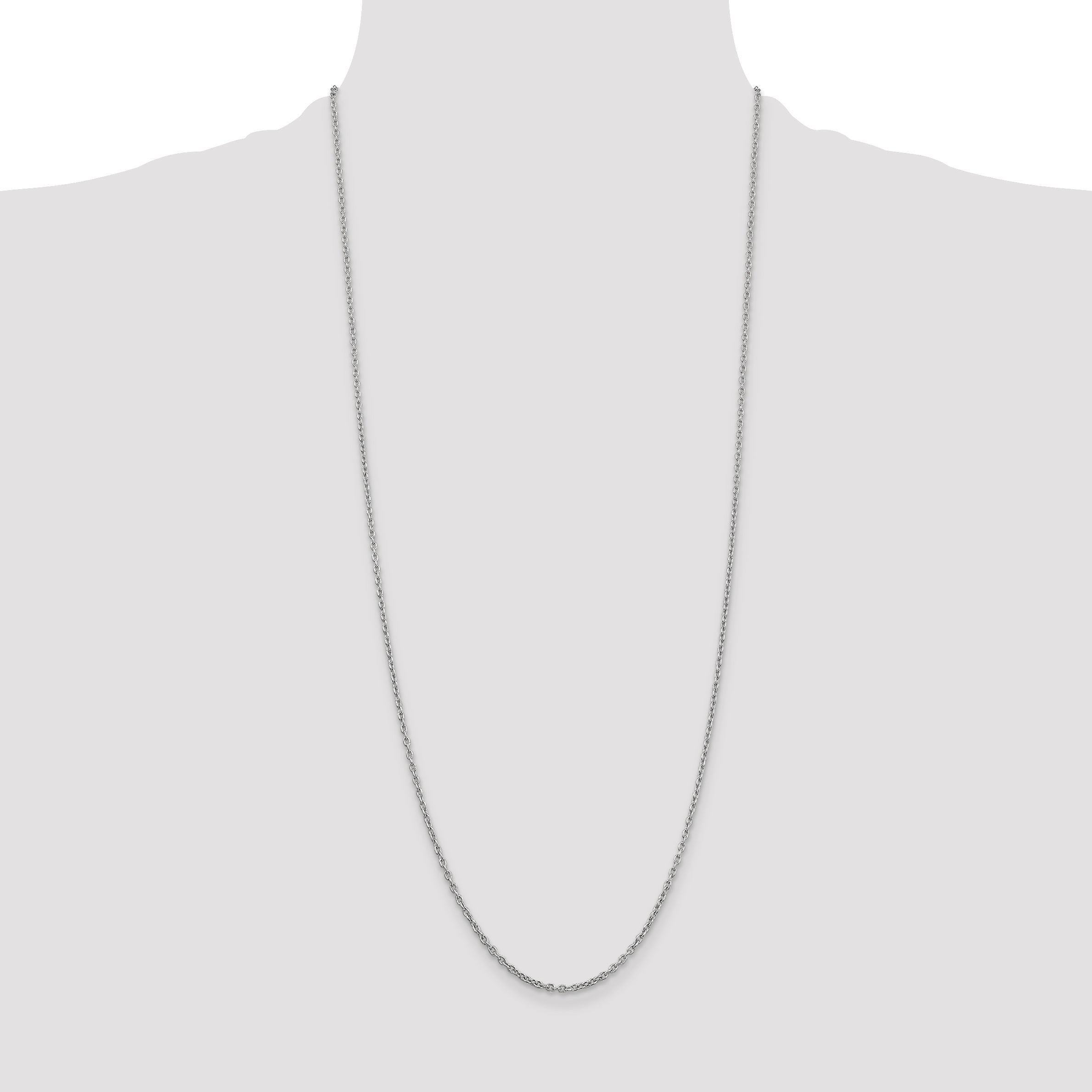 14k White Gold 2mm Round Open Link Cable Chain