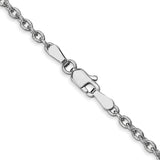 14k White Gold 2.4mm Round Open Link Cable Chain