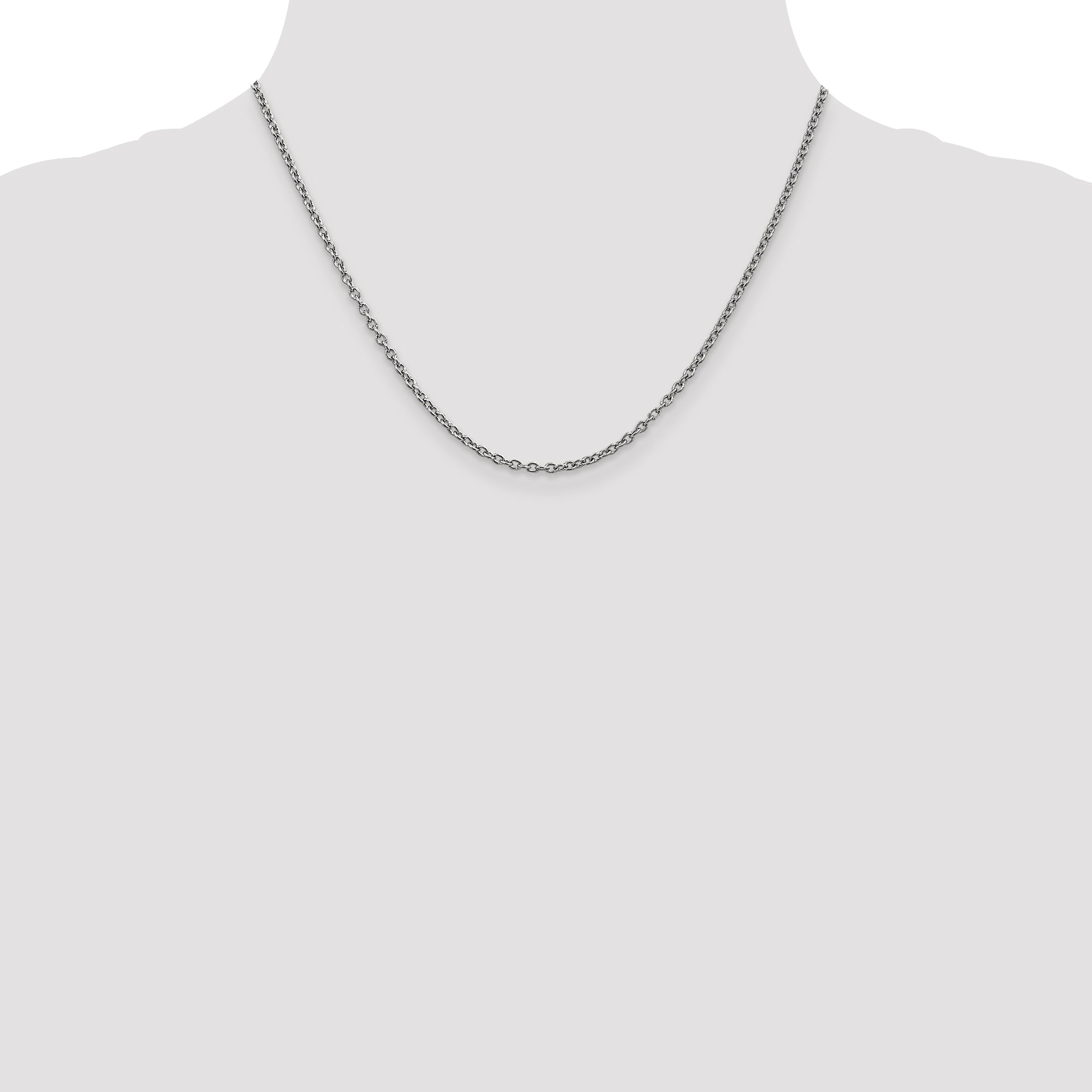 14k White Gold 2.4mm Round Open Link Cable Chain
