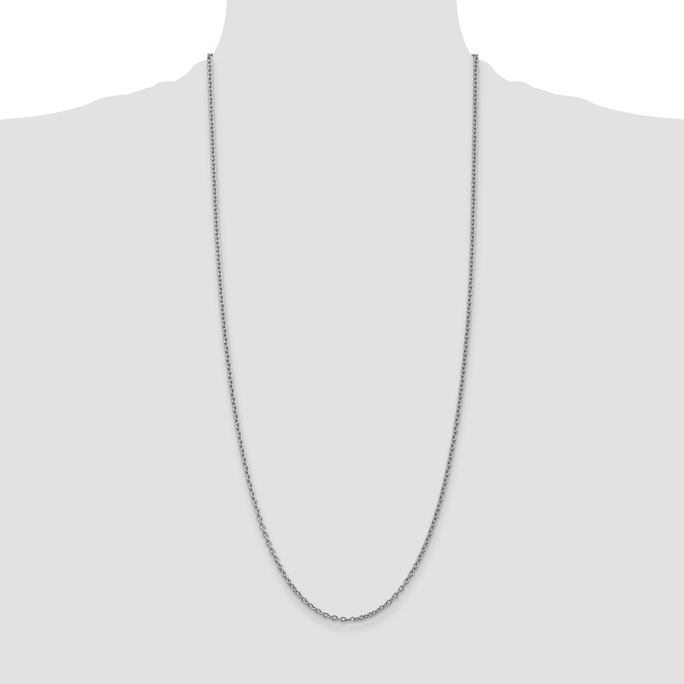 14k White Gold 2.4mm Round Open Link Cable Chain