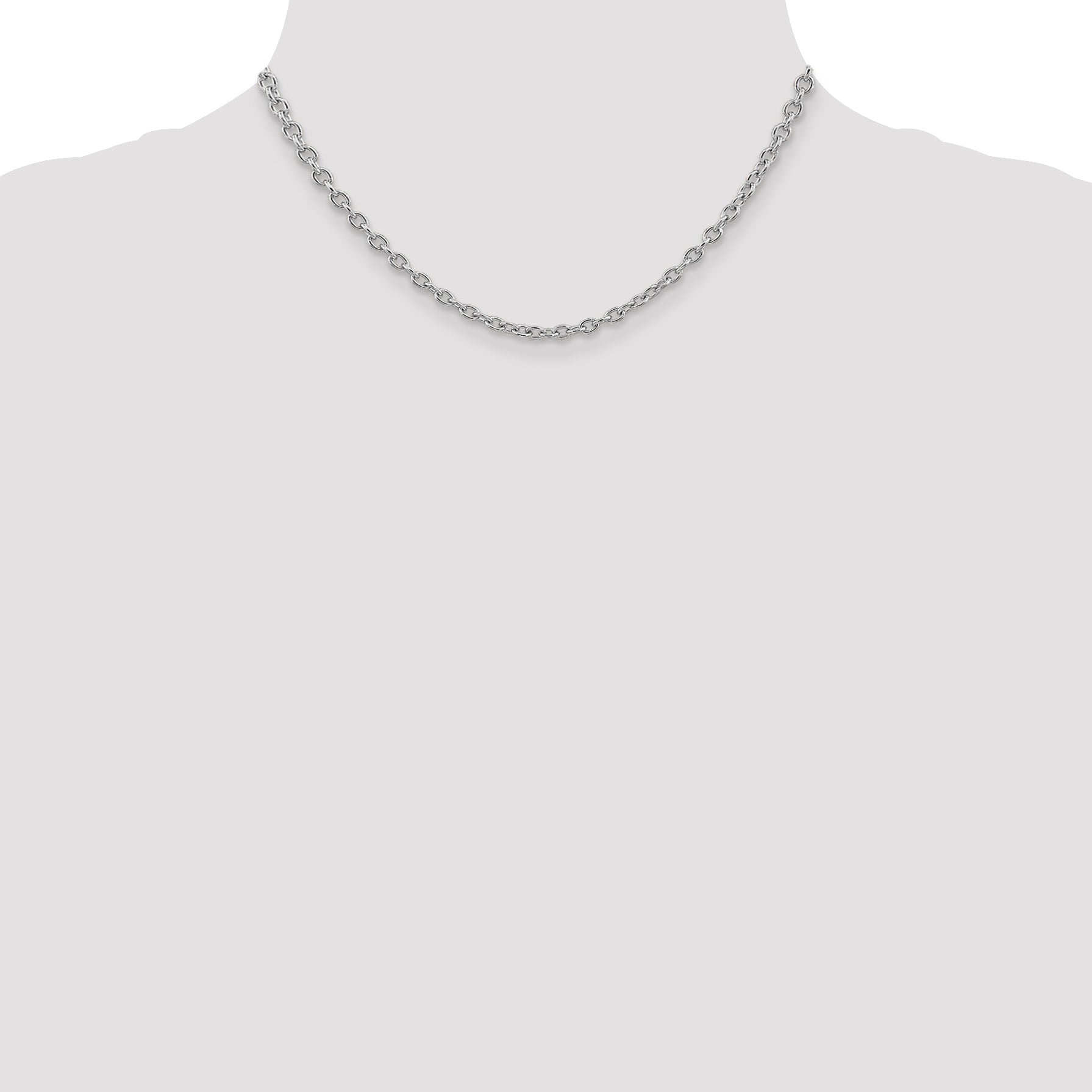 14k White Gold 3.2mm Round Open Link Cable Chain
