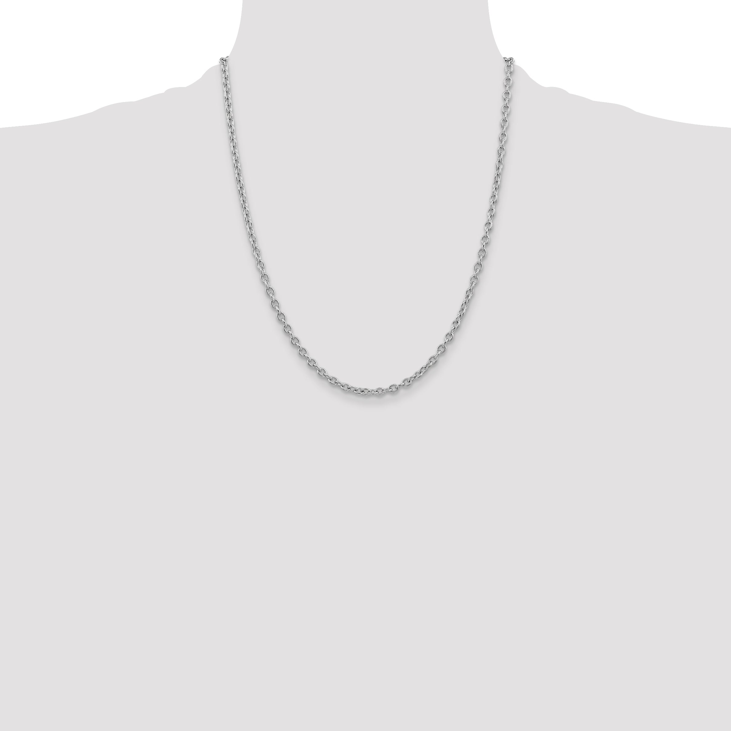 14k White Gold 3.2mm Round Open Link Cable Chain