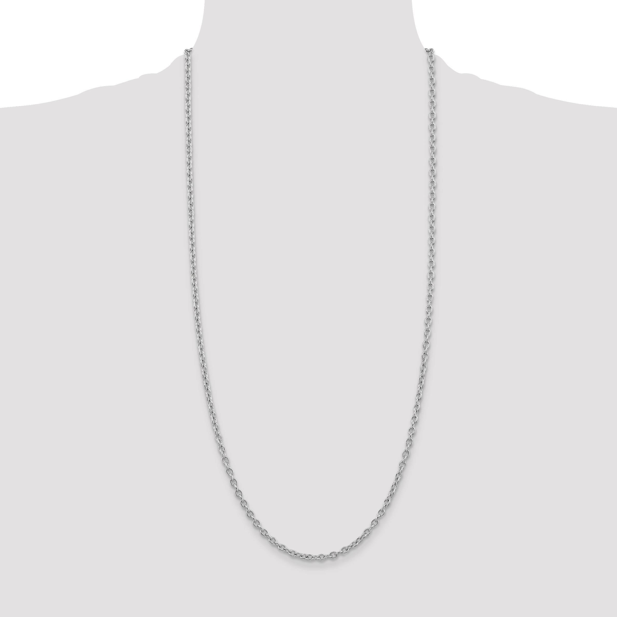14k White Gold 3.2mm Round Open Link Cable Chain