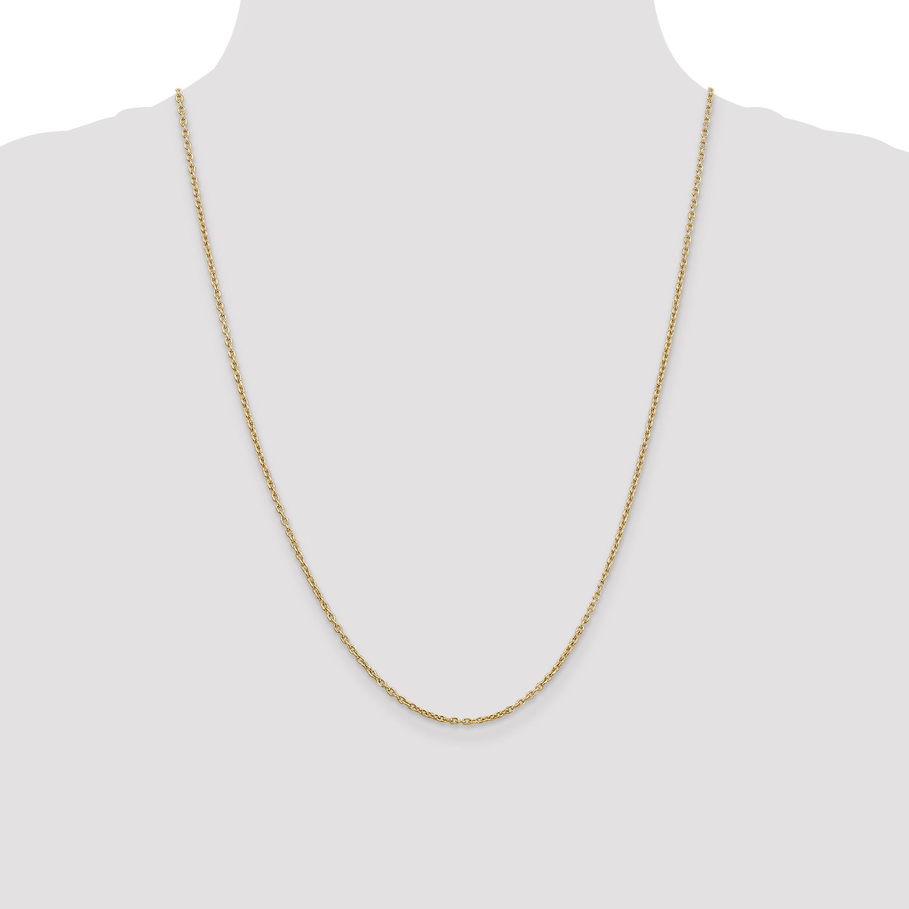 14k 2mm Round Open Link Cable Chain