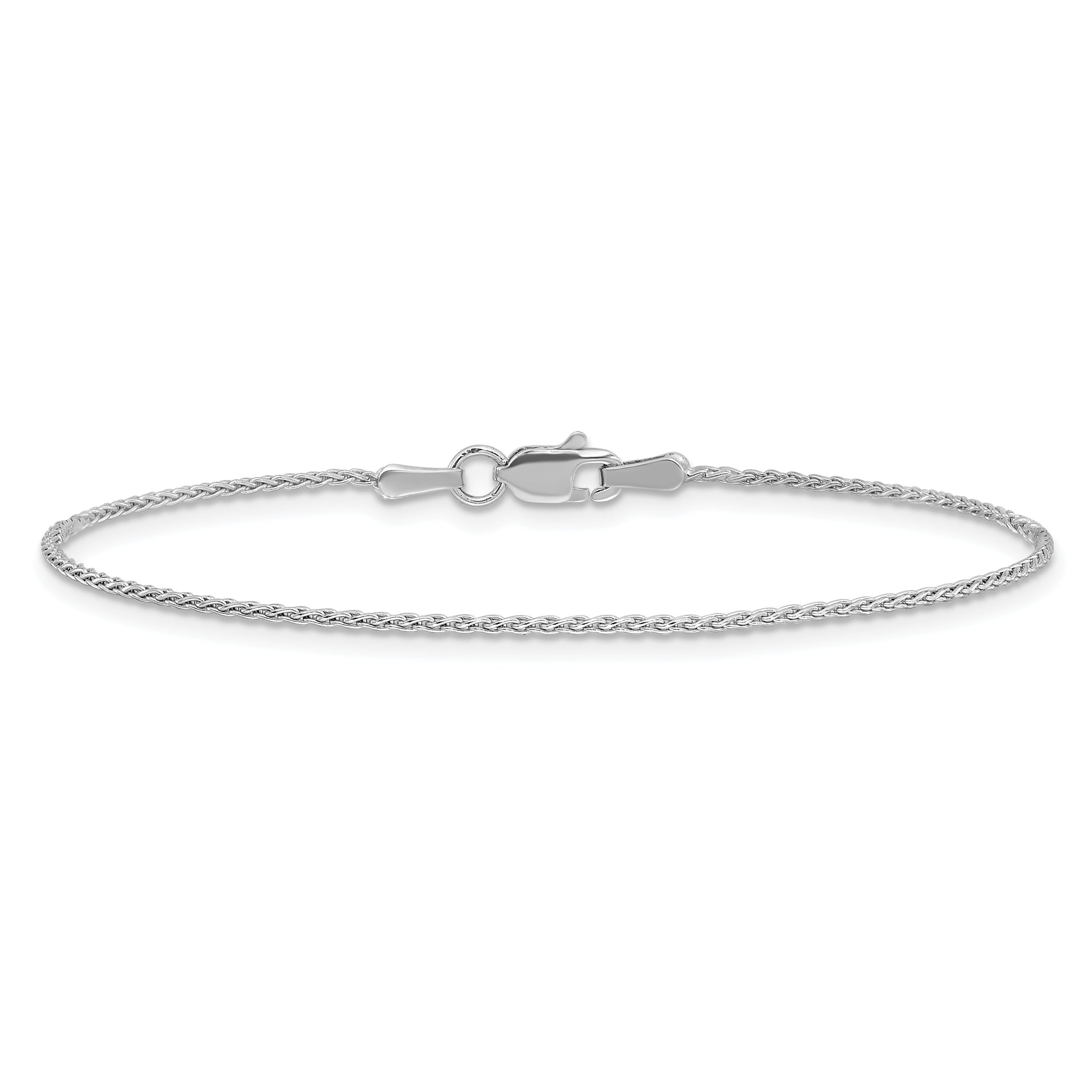 14k White Gold 1.2mm Parisian Wheat Chain Anklet