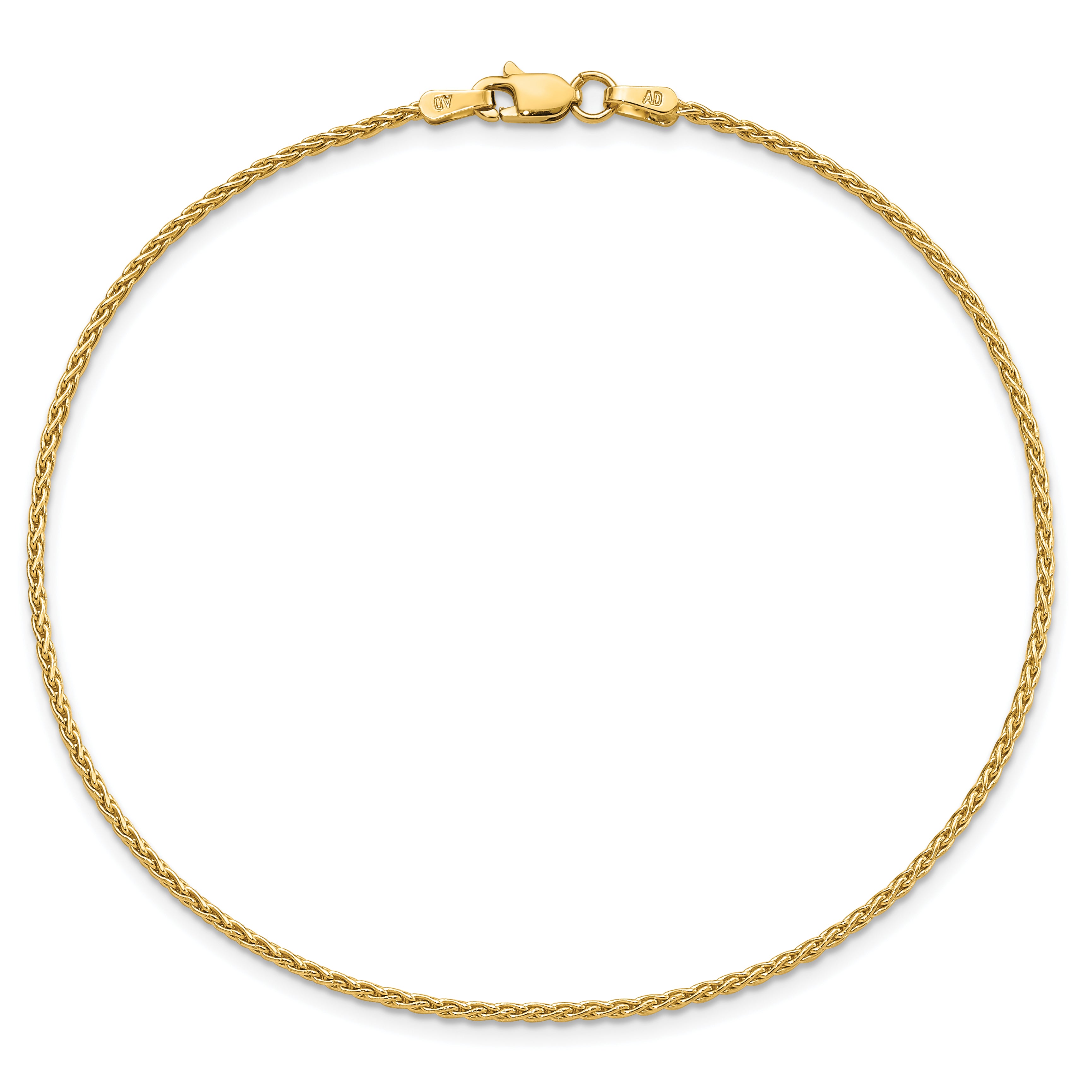 14k 1.5mm Parisian Wheat Chain Anklet
