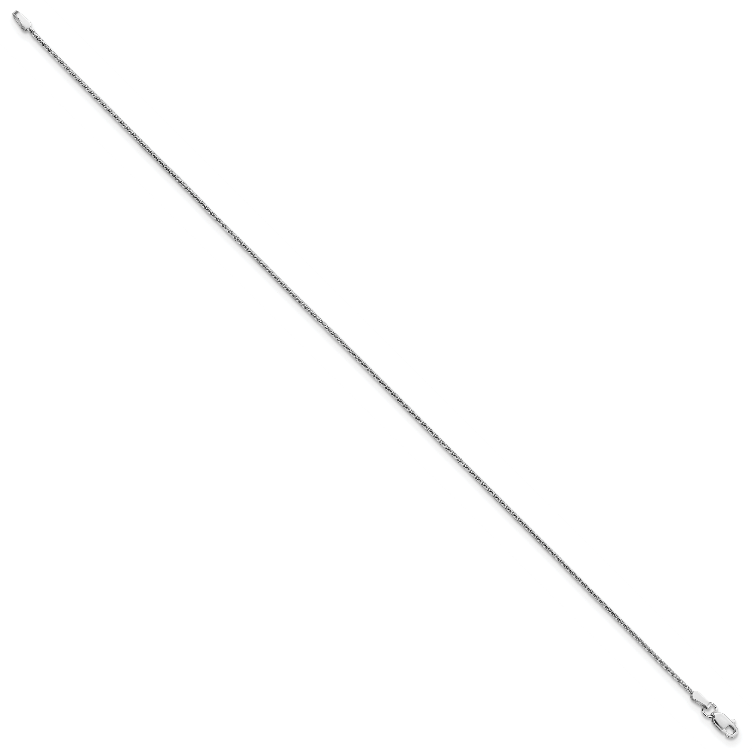 14K White Gold 1.4mm D/C Parisian Wheat Chain Anklet