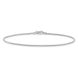 14K White Gold 1.4mm D/C Parisian Wheat Chain Anklet