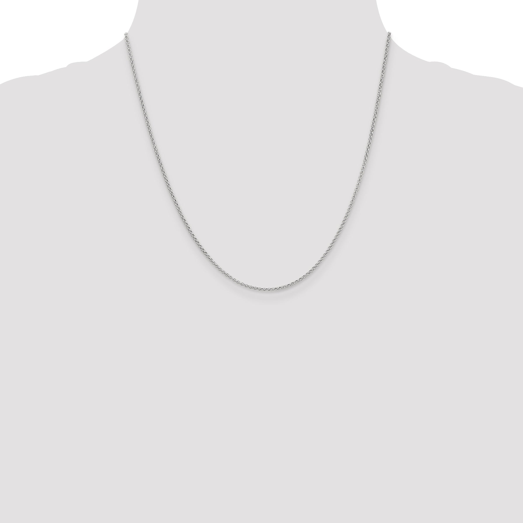 14k White Gold 1.55mm Rolo Pendant Chain