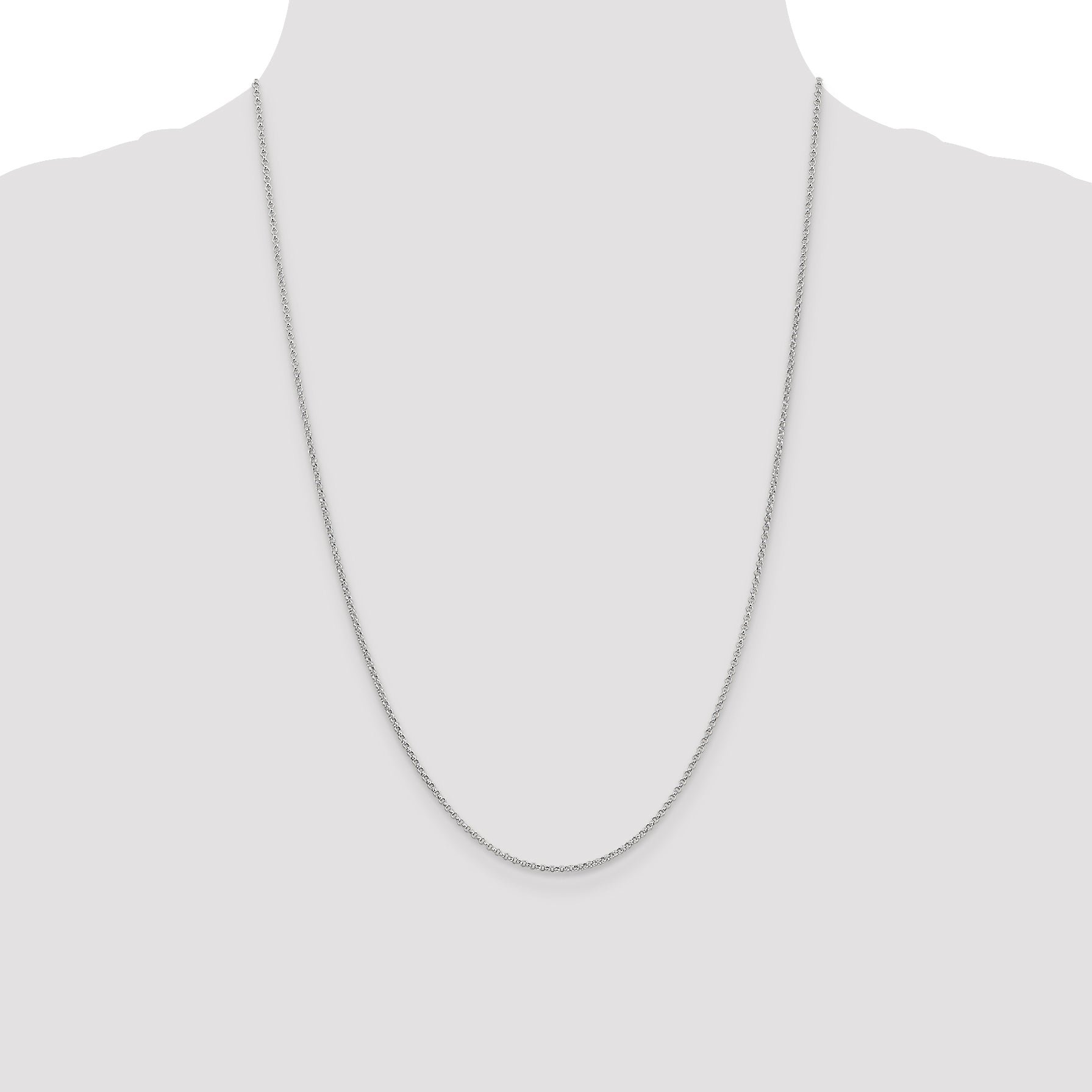 14k White Gold 1.55mm Rolo Pendant Chain