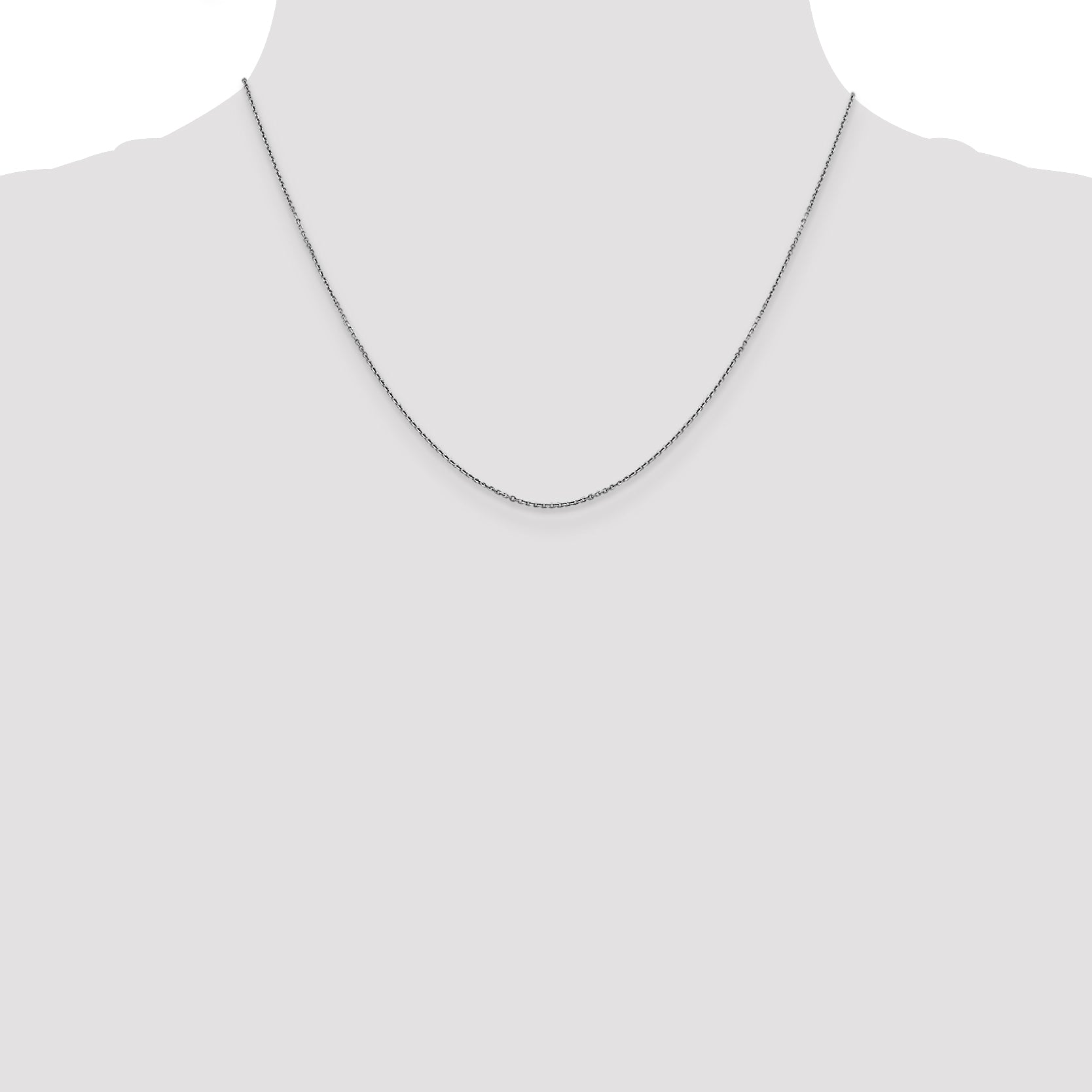 14k White Gold .9mm D/C Round Open Link Cable Chain