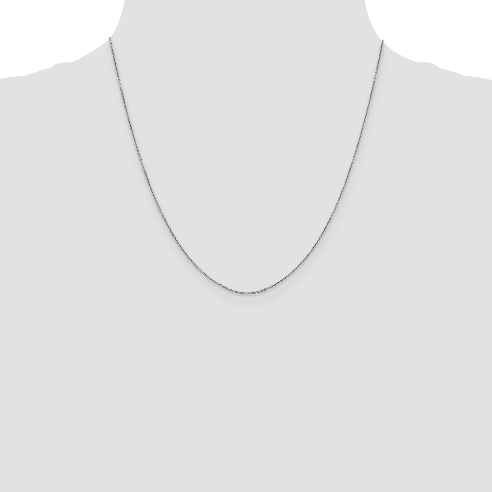 14k White Gold .9mm D/C Round Open Link Cable Chain