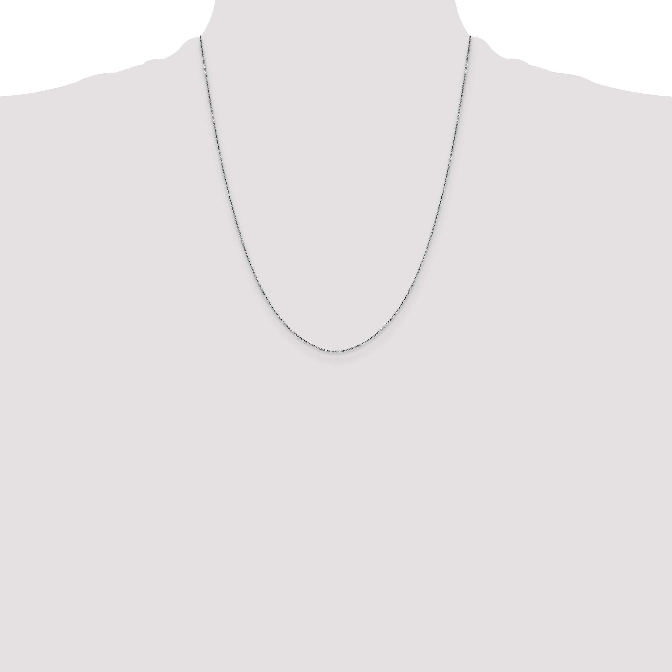 14k White Gold .9mm D/C Round Open Link Cable Chain